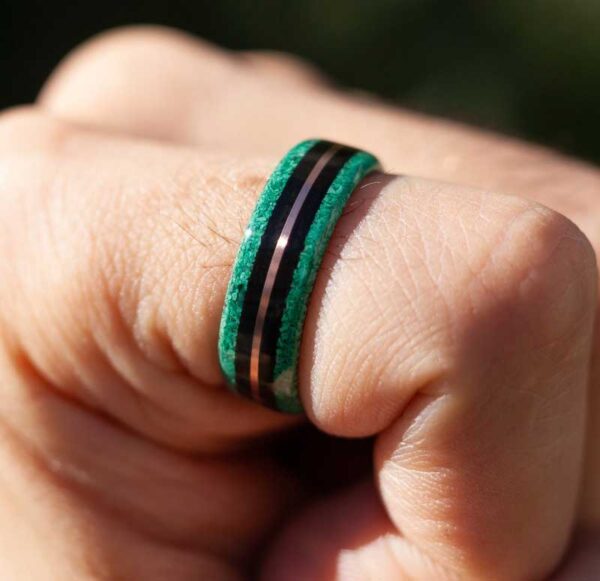 Black and Green Bentwood Ring