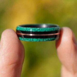 Black and Green Bentwood Ring