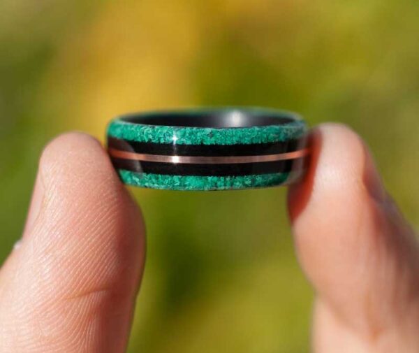 Black and Green Bentwood Ring